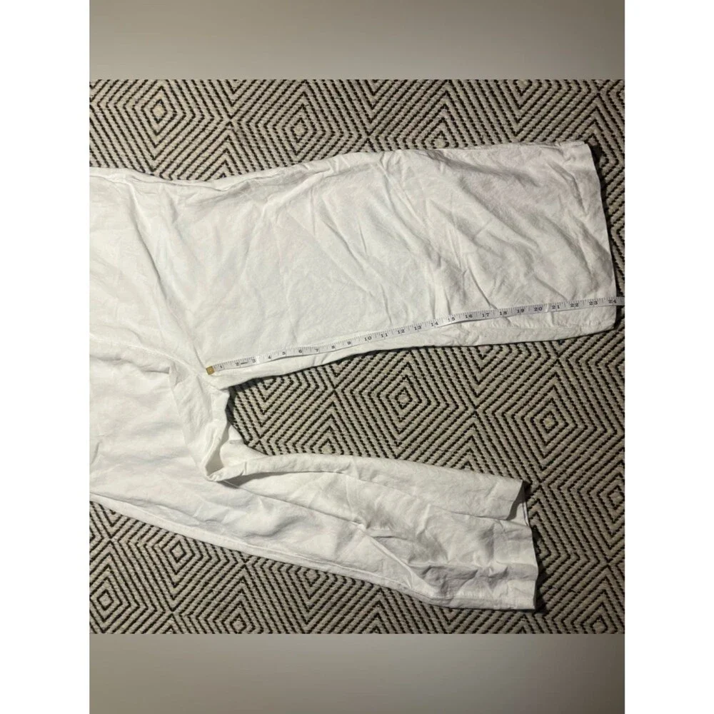 Classic White Linen Pants elastic waist size L summer spring vacation